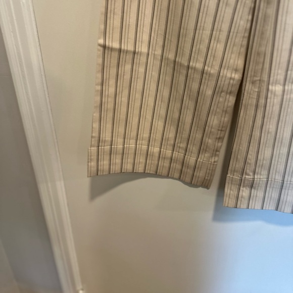 NWOT The Loft Marisa Sz: 8 Wide Leg Cream Vertical Striped Dress Pant w/tie Belt - Picture 11 of 13
